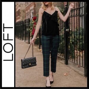 LOFT Teal and Black Plaid Pants